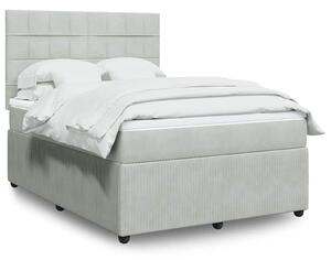 Krevet s oprugama i madracem svjetlosivi 140x190 cm baršunasti - Siva / 140 x 190 cm