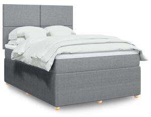 Krevet s oprugama i madracem svjetlosivi 140x190 cm od tkanine - Siva / 140 x 190 cm