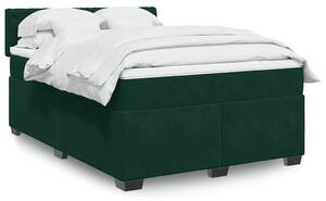 Krevet s oprugama i madracem tamnozeleni 140x190 cm baršunasti - Zelena / 140 x 190 cm