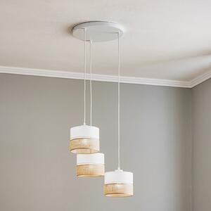 TK Lighting Linobianco viseća svjetiljka, okrugla, s tri žarulje, prigušiva, Bijela, Dnevni boravak/blagovaonica, Tkanina / tekstil