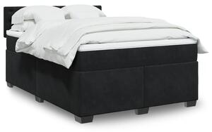 Krevet s oprugama i madracem crni 140 x 190 cm baršunasti - Crna / 140 x 190 cm