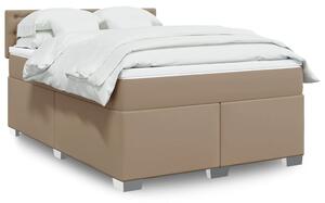 Krevet s oprugama i madrac cappuccino 140x190cm od umjetne kože - Smeđa / 140 x 190 cm
