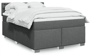 Krevet s oprugama i madracem tamnosivi 140x190 cm od tkanine - Siva / 140 x 190 cm
