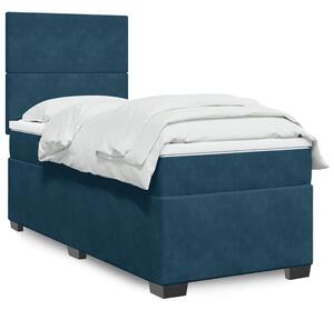 Box spring krevet s madracem plavi 100x200 cm baršunasti - Plava / 100 x 200 cm
