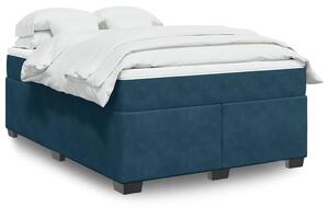 Krevet s oprugama i madracem tamnoplavi 140x190 cm baršunasti - Plava / 140 x 190 cm