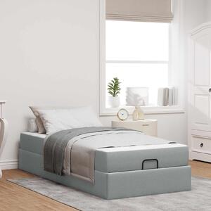 Okvir kreveta s madracem 2 pcs Svjetlosiva tkanina - Svjetlosiva / 80 x 200 cm