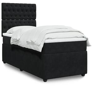 Box spring krevet s madracem crni 100x200 cm baršunasti - Crna / 100 x 200 cm