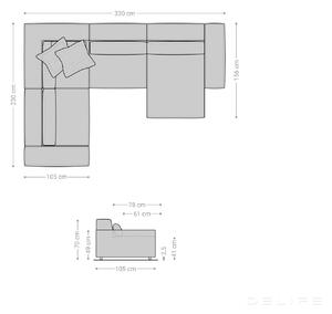 Velika kutna garnitura Sirpio L 330x230cm, Materijal: Rebrasta tkanina - Siva 330 x 230 x 70 cm