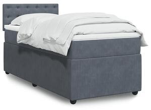 Box spring krevet s madracem tamnosivi 90x190 cm baršunasti - Siva / 90 x 190 cm