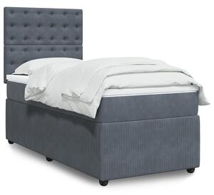 Box spring krevet s madracem tamnosivi 90x200 cm baršunasti - Siva / 90 x 200 cm