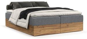 Sivi/u prirodnoj boji boxspring krevet s prostorom za pohranu 140x200 cm Faro – Maison de Rêve