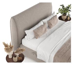 Sivi/bež tapecirani bračni krevet s prostorom za pohranu 140x200 cm Draco – Maison de Rêve