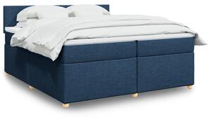 Krevet s oprugama i madracem plavi 200 x 200 cm od tkanine - Plava / 200 x 200 cm