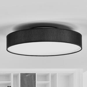 Lindby LED stropna svjetiljka Saira, Ø 40 cm, crna, tekstil, Crno, Dnevni boravak/blagovaonica, Tkanina / tekstil