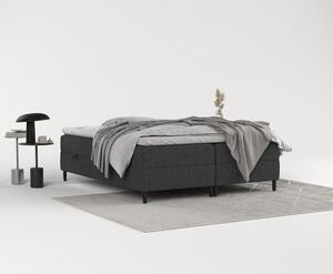 Tamno sivi boxspring krevet s prostorom za pohranu 140x200 cm Malte – Maison de Rêve