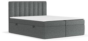 Tamno sivi boxspring krevet s prostorom za pohranu 140x200 cm Novento – Maison de Rêve