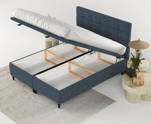 Tamno plavi tapecirani bračni krevet s prostorom za pohranu 140x200 cm Senses – Maison de Rêve