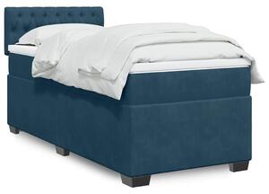 Box spring krevet s madracem tamnoplavi 90x190 cm baršunasti - Plava / 90 x 190 cm