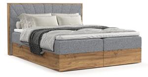 Sivi/u prirodnoj boji boxspring krevet s prostorom za pohranu 140x200 cm Asahi – Maison de Rêve