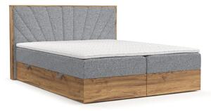 Sivi/u prirodnoj boji boxspring krevet s prostorom za odlaganje 140x200 cm Asahi – Maison de Rêve