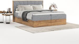Sivi/u prirodnoj boji boxspring krevet s prostorom za pohranu 140x200 cm Asahi – Maison de Rêve