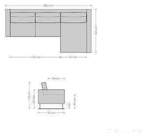 Kutna garnitura Marla 284x143cm, Materijal: Šenil - Sivo smeđa 284x143x93cm Fiksni desno