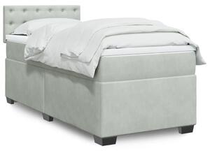 Box spring krevet s madracem svjetlosivi 100x200 cm baršunasti - Siva / 100 x 200 cm