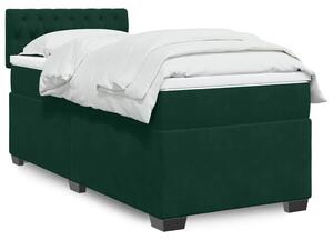 Box spring krevet s madracem tamnozeleni 90x200 cm baršunasti - Zelena / 90 x 200 cm