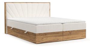 Krem/u prirodnoj boji boxspring krevet s prostorom za odlaganje 140x200 cm Asahi – Maison de Rêve