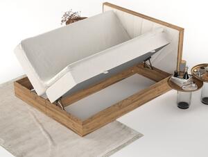 Krem/u prirodnoj boji boxspring krevet s prostorom za pohranu 140x200 cm Asahi – Maison de Rêve