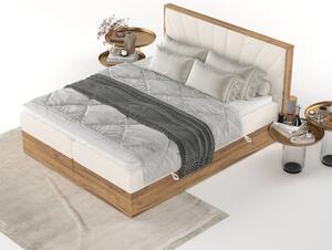 Krem/u prirodnoj boji boxspring krevet s prostorom za pohranu 140x200 cm Asahi – Maison de Rêve