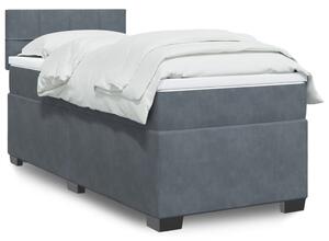 Box spring krevet s madracem tamnosivi 80 x 200 cm baršunasti - Siva / 80 x 200 cm