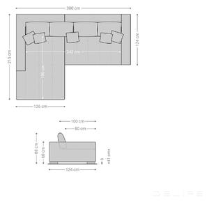 Kutna garnitura Josea 300x215cm, Materijal: Mikrofibra - Crna 300x216x88cm Fiksni desno