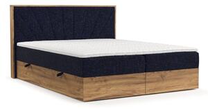 Tamno plavi/u prirodnoj boji boxspring krevet s prostorom za odlaganje 140x200 cm Asahi – Maison de Rêve