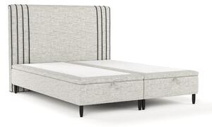 Svijetlo sivi tapecirani bračni krevet s prostorom za pohranu 140x200 cm Musca – Maison de Rêve