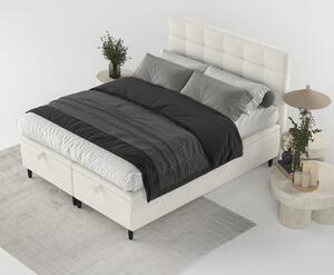 Krem tapecirani bračni krevet s prostorom za pohranu 140x200 cm Senses – Maison de Rêve