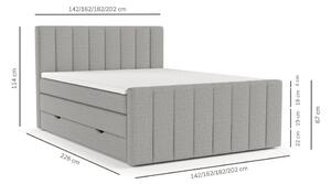 Svijetlo sivi boxspring krevet s prostorom za pohranu 140x200 cm Ruby – Maison de Rêve