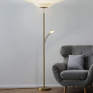 Paul Neuhaus LED podna lampa Alfred, u boji mesinga, prigušiva, prigušiva, Zlato / mjed, Dnevni boravak/blagovaonica, Metal, Svjetlo za čitanje