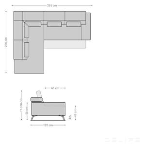 Kutna garnitura Catan 295x230cm, Materijal: Mikrofibra - Antracit 295x230x100cm Fiksni desno