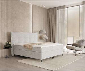 Svijetlo sivi boxspring krevet s prostorom za pohranu 140x200 cm Sinai – Maison de Rêve