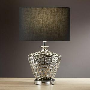 Mrežna stolna lampa s crnim tekstilnim sjenilom