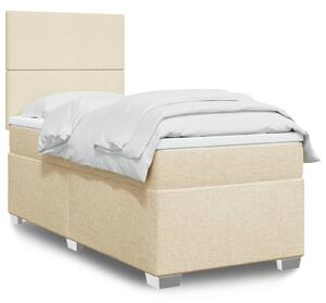 Krevet s oprugama i madracem krem 90 x 200 cm od tkanine - Krema / 90 x 200 cm