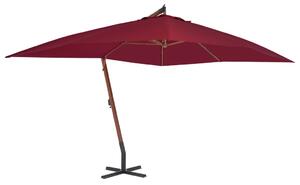 Konzolni vrtni suncobran s drvenim stupom 400 x 300 cm bordo - Crvena / N/A