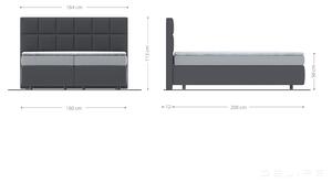 Box spring krevet Dream-Fine s madracem i nadmadracem - Kvadratni prošiv - Mikrofibra - Sreberno siva 160 cm Madrac s Bonell oprugama H2 i nadmadracem