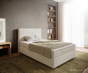 Box spring krevet Dream-Well, Materijal: Boucle - Bijela 180cm Madrac s Bonell oprugama H2 i nadmadracem od pjene