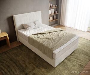 Box spring krevet Dream-Well, Materijal: Boucle - Bijela 180cm Madrac s Bonell oprugama H2 i nadmadracem od pjene