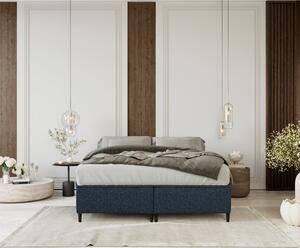 Tamno plavi tapecirani bračni krevet s prostorom za pohranu 140x200 cm Tate – Maison de Rêve