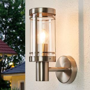 Lindby vanjska zidna svjetiljka Djori, boja aluminija, nehrđajući čelik, E27, prigušiva, Metalik, Nehrđajući čelik