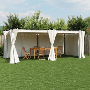 Sjenica sa zavjesama 6 x 3 m krem čelična - Krema / 6 x 3 m