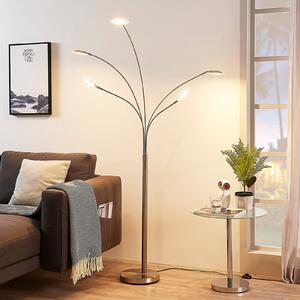 Lindby LED podna lampa Anea, 179 cm, 5 svjetla, boja nikla, Metalik, Dnevni boravak/blagovaonica, Metal